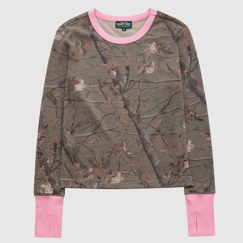 DAIRY BOY Evergreen Camo Long Sleeve Top